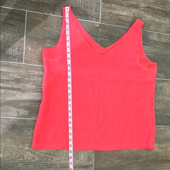 Vintage Express coral red pink Camisole Fitted V-Neck Top 100% Silk - Picture 5 of 5